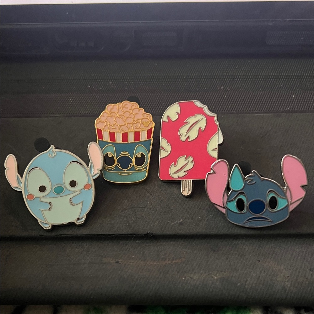 4- Disney Stitch & Friends Cute Cartoon Character Enamel Pins Set
